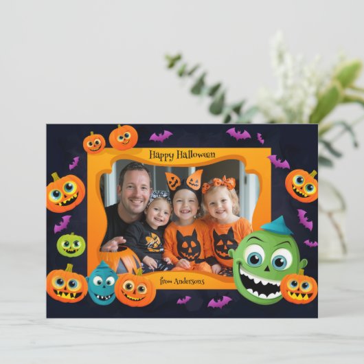 Halloween groeten met aangepaste foto Card Kaart (Staand voorkant)