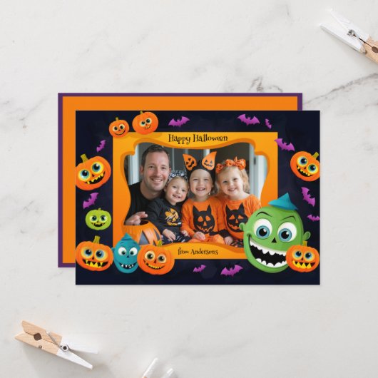 Halloween groeten met aangepaste foto Card Kaart (Voorkant / Achterkant in situ)