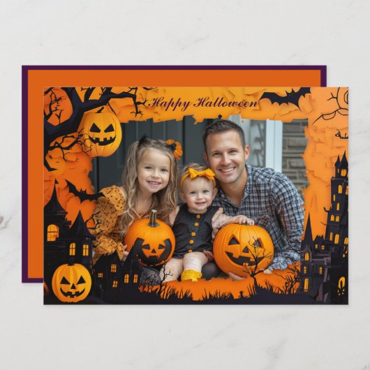 Halloween groeten met aangepaste foto Card Kaart (Voorkant / Achterkant)