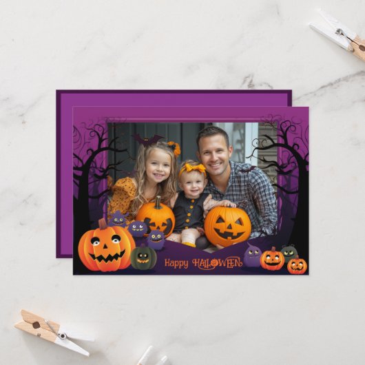 Halloween groeten met aangepaste foto Card Kaart (Voorkant / Achterkant in situ)