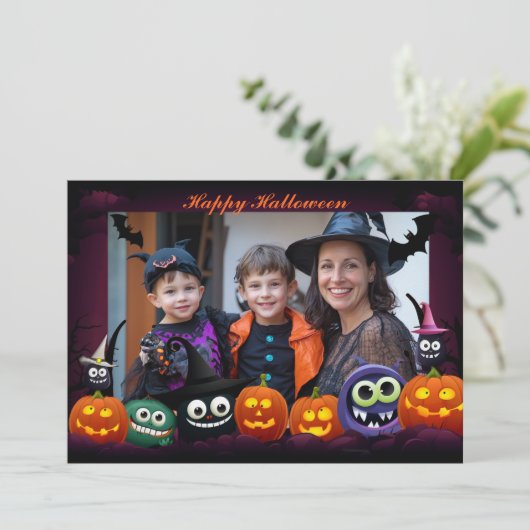 Halloween groeten met aangepaste foto Card Kaart (Staand voorkant)