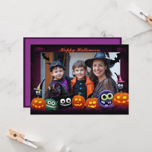 Halloween groeten met aangepaste foto Card Kaart (Voorkant / Achterkant in situ)