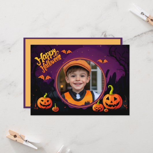 Halloween groeten met aangepaste foto Card Kaart (Voorkant / Achterkant in situ)