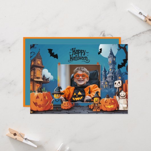 Halloween groeten met aangepaste foto Card Kaart (Voorkant / Achterkant in situ)