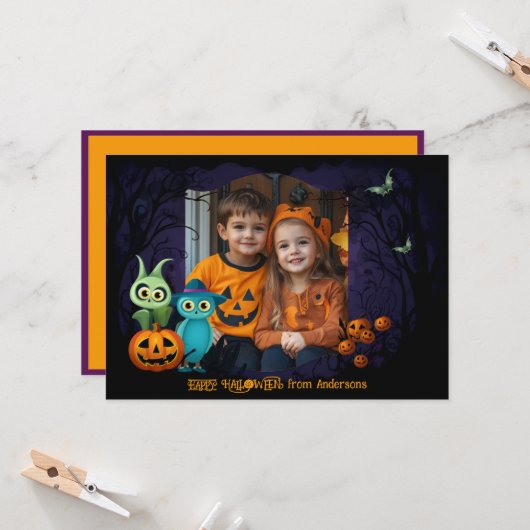 Halloween groeten met aangepaste foto Card Kaart (Voorkant / Achterkant in situ)