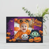 👻Halloween groeten met aangepaste foto Kaart (Staand voorkant)