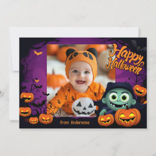 👻Halloween groeten met aangepaste foto Kaart