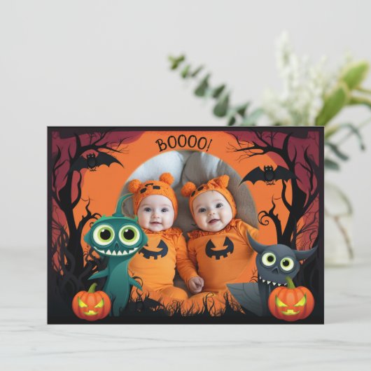 👻Halloween-groeten met aangepaste foto Kaart (Staand voorkant)