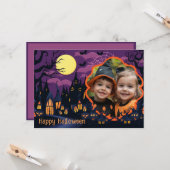 👻Halloween groeten met aangepaste foto Kaart (Voorkant / Achterkant in situ)