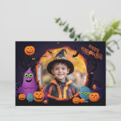 Halloween groeten met aangepaste fotokaart kaart (Staand voorkant)