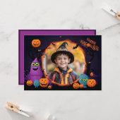 Halloween groeten met aangepaste fotokaart kaart (Voorkant / Achterkant in situ)