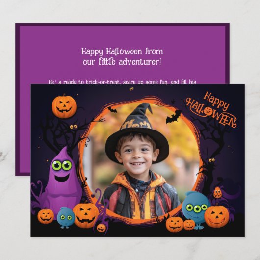 Halloween groeten met aangepaste fotokaart kaart (Voorkant / Achterkant)