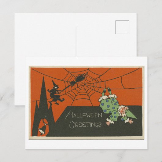  Halloween groeten met clown en heks Briefkaart (Voorkant / Achterkant)