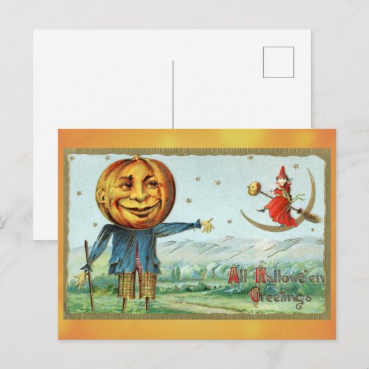  Halloween Groeten Pompoen Witch Briefkaart (Voorkant / Achterkant)