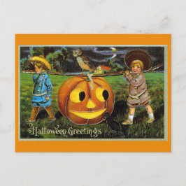 Halloween Groeten Schattige  Kinder Pompoen Briefkaart