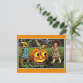 Halloween Groeten Schattige  Kinder Pompoen Briefkaart (Staand voorkant)