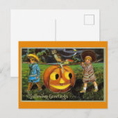 Halloween Groeten Schattige  Kinder Pompoen Briefkaart (Voorkant / Achterkant)