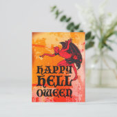Halloween-groeten van een duivel "Happy Helloween" Briefkaart (Staand voorkant)