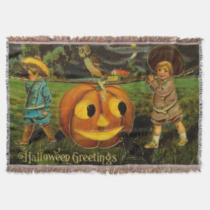 Halloween-groeten - Vintage Spooly-ansichtkaart Deken
