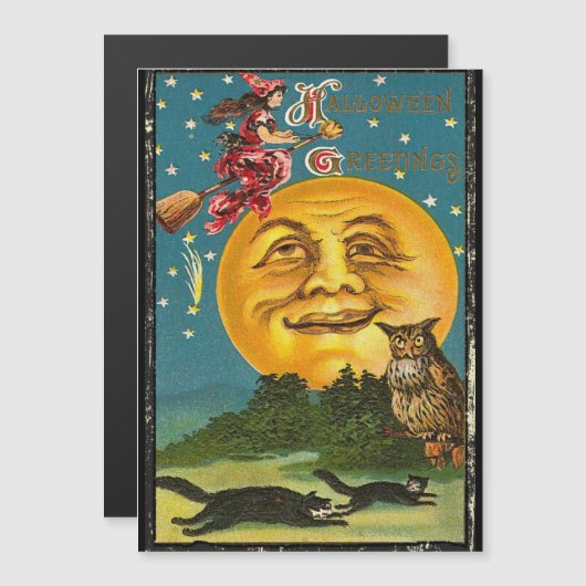  Halloween-groetings-heks die op Broom vliegt (Voorkant / Achterkant)