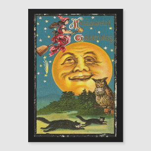  Halloween-groetings-heks die op Broom vliegt