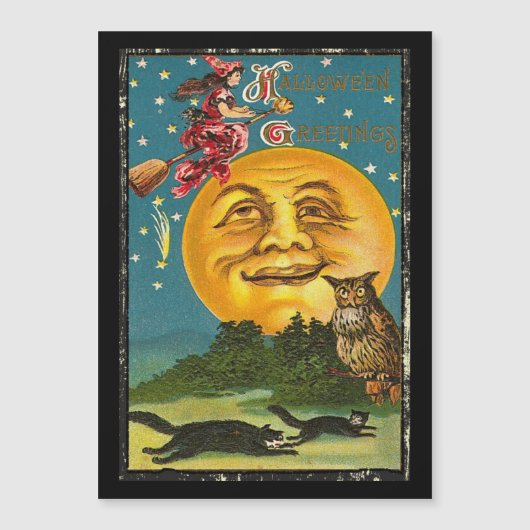  Halloween-groetings-heks die op Broom vliegt (Voorkant)