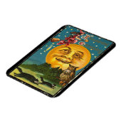  Halloween-groetings-heks die op Broom vliegt Magneet (Linkerzijde)