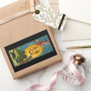 Halloween-groetings-heks die op Broom vliegt Rechthoekige Sticker