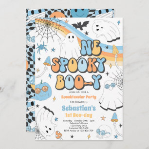 Halloween Groovy Cute Ghost 1e verjaardag Kaart