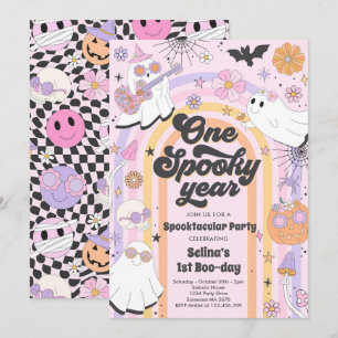 Halloween Groovy Cute Ghost 1e verjaardag Kaart