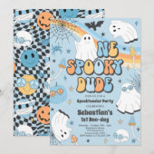 Halloween Groovy Cute Ghost 1e verjaardag Kaart (Voorkant / Achterkant)