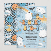 Halloween Groovy Cute Ghost 1e verjaardag Kaart (Voorkant / Achterkant)