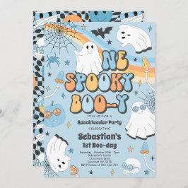 Halloween Groovy Cute Ghost 1e verjaardag Kaart