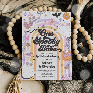 Halloween Groovy Cute Ghost 1e verjaardag Kaart