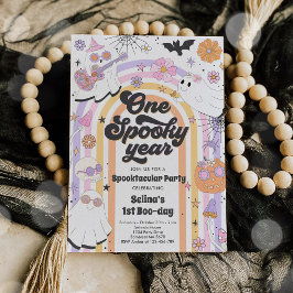 Halloween Groovy Cute Ghost 1e verjaardag Kaart