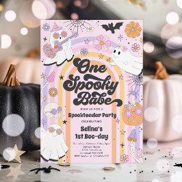 Halloween Groovy Cute Ghost 1e verjaardag Kaart