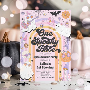 Halloween Groovy Cute Ghost 1e verjaardag Kaart