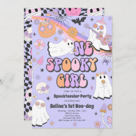 Halloween Groovy Cute Ghost 1e verjaardag Kaart