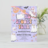 Halloween Groovy Cute Ghost 1e verjaardag Kaart (Staand voorkant)