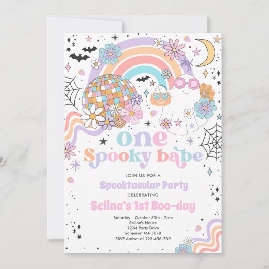 Halloween Groovy Cute Ghost 1e verjaardag Kaart (Voorkant)