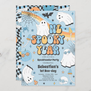 Halloween Groovy Cute Ghost 1e verjaardag Kaart