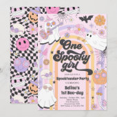 Halloween Groovy Cute Ghost 1e verjaardag Kaart (Voorkant / Achterkant)