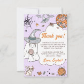 Halloween Groovy Cute Ghost Birthday Party Bedankkaart (Voorkant)