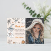 Halloween Groovy Cute Ghost Birthday Party Bedankkaart (Staand voorkant)