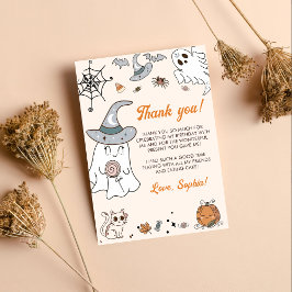 Halloween Groovy Cute Ghost Birthday Party Bedankkaart