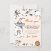 Halloween Groovy Cute Ghost Birthday Party Bedankkaart (Voorkant)