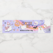 Halloween Groovy Cute Ghost Birthday Party Waterfles Etiket (Enkel label)