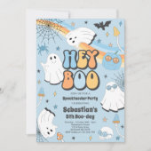 Halloween Groovy Cute Ghost Hey Boo Birthday Party Kaart (Voorkant)