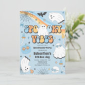 Halloween Groovy Cute Ghost Spooky Vibes Birthday Kaart (Staand voorkant)