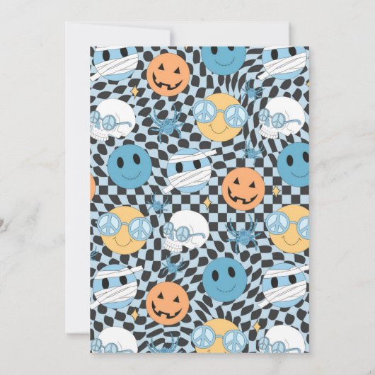 Halloween Groovy Cute Ghost Spooky Vibes Birthday Kaart (Achterkant)